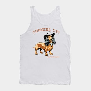COWGIRL UP! (Dachshund wearing cowboy hat) Tank Top